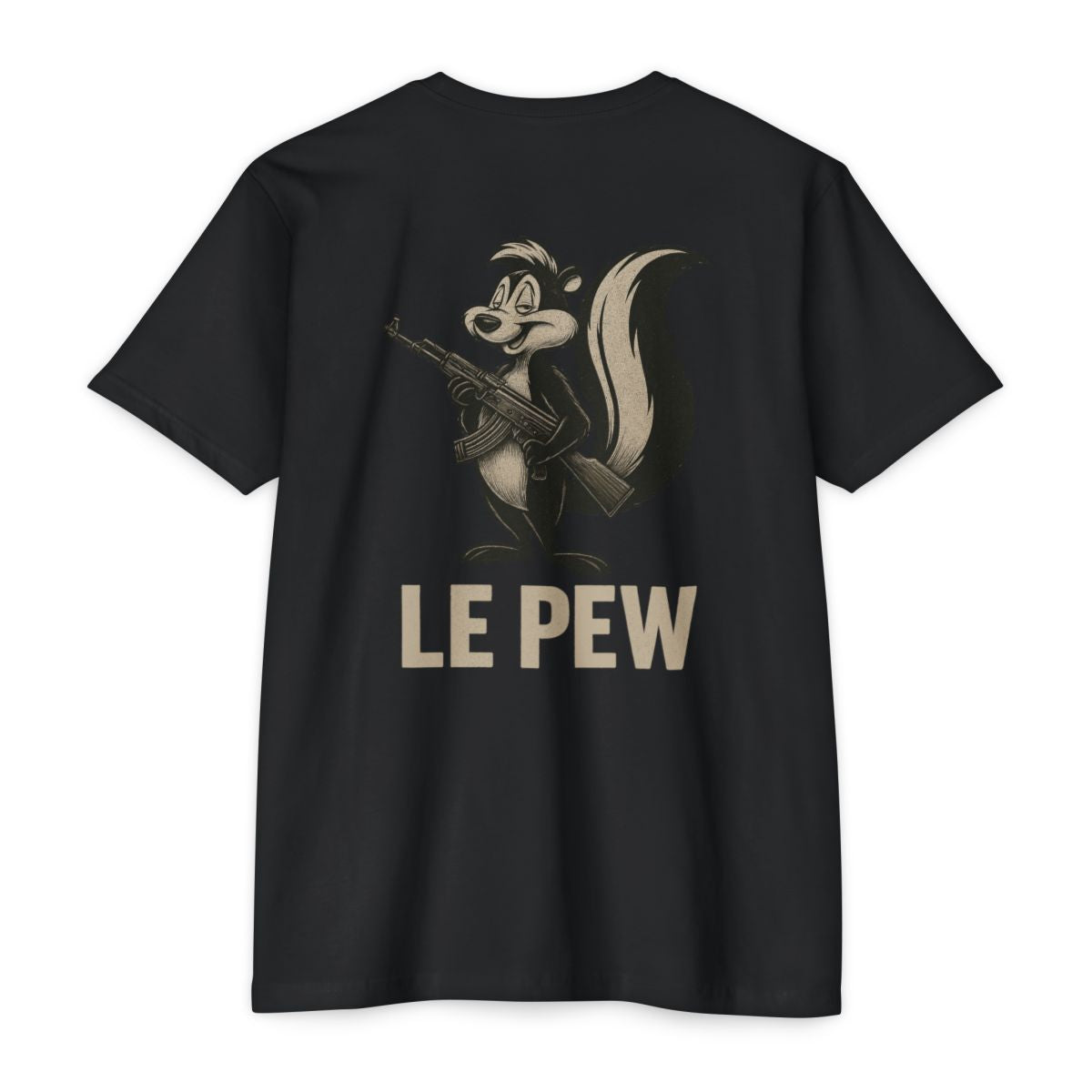 Pew Tee v2 FRONT print only | Funny AK Skunk Shirt for Gun Owners & Degenerates with Humor