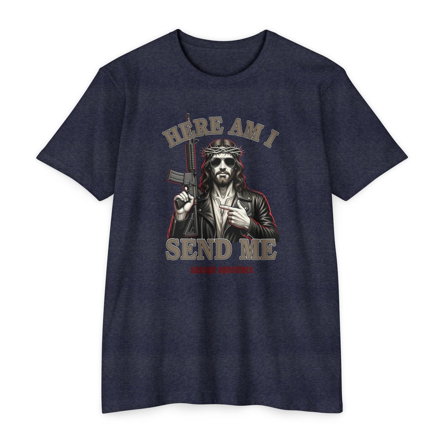 Here Am I Send Me Shirt – Patriotic Christian Tactical Graphic Tee