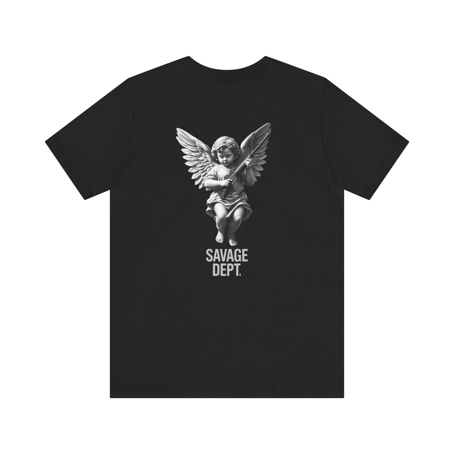 Heavenly Firepower Tee Angel With Rifle Shirt, Tactical Streetwear for Fallen Saints & Operators