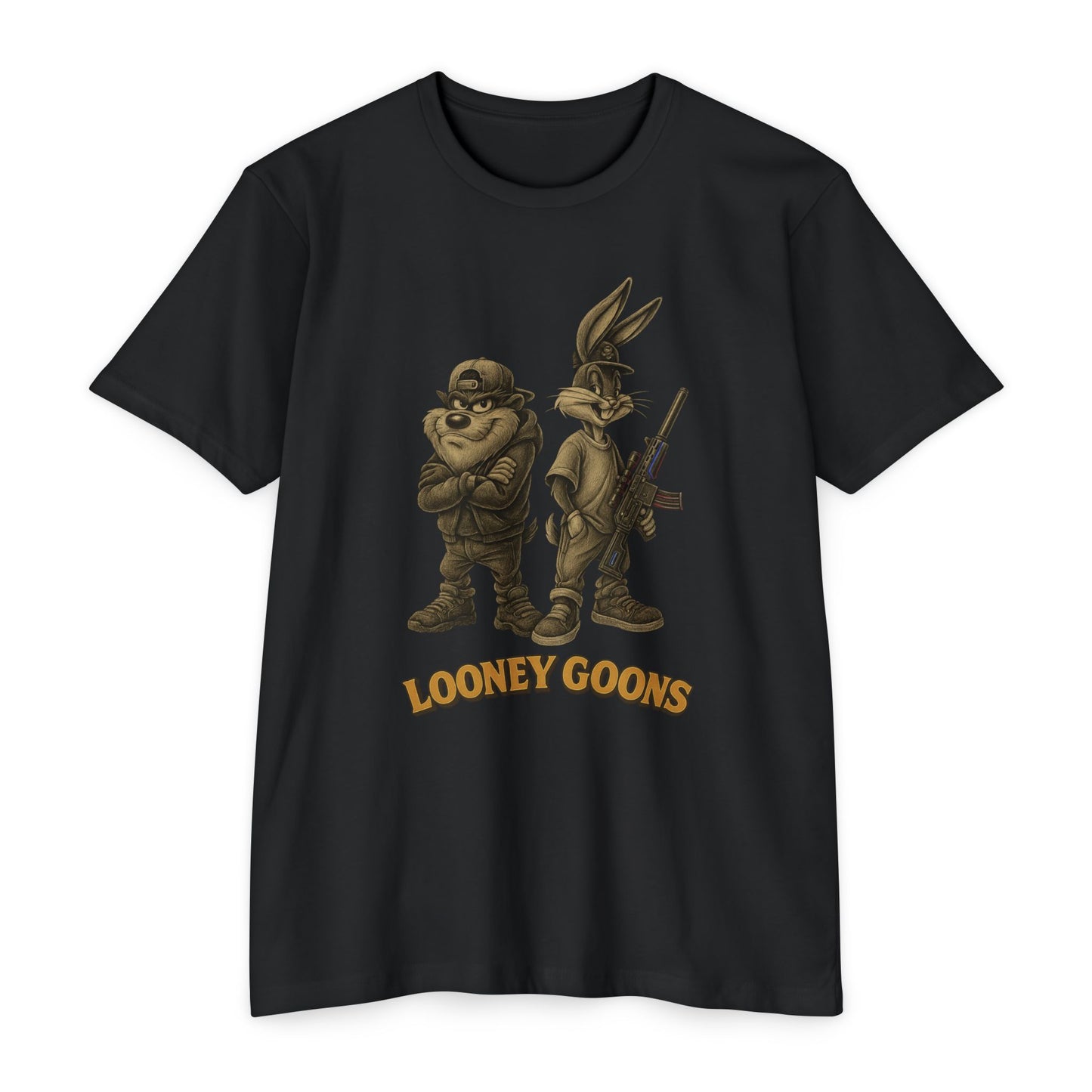 Looney Goons Parody Shirt | Dark Humor Cartoon Satire Tee for Bikers & Gun Owners