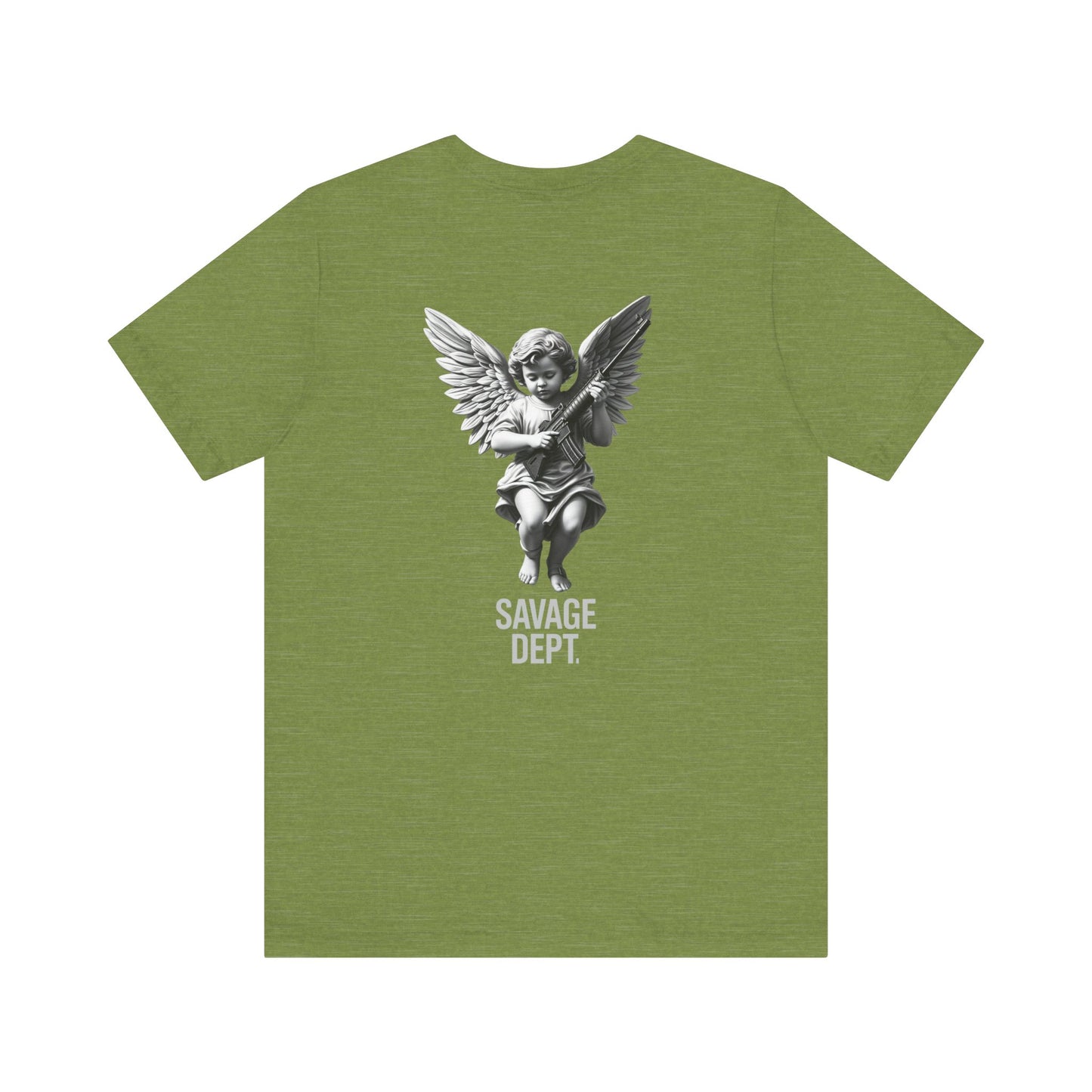 Heavenly Firepower Tee Angel With Rifle Shirt, Tactical Streetwear for Fallen Saints & Operators