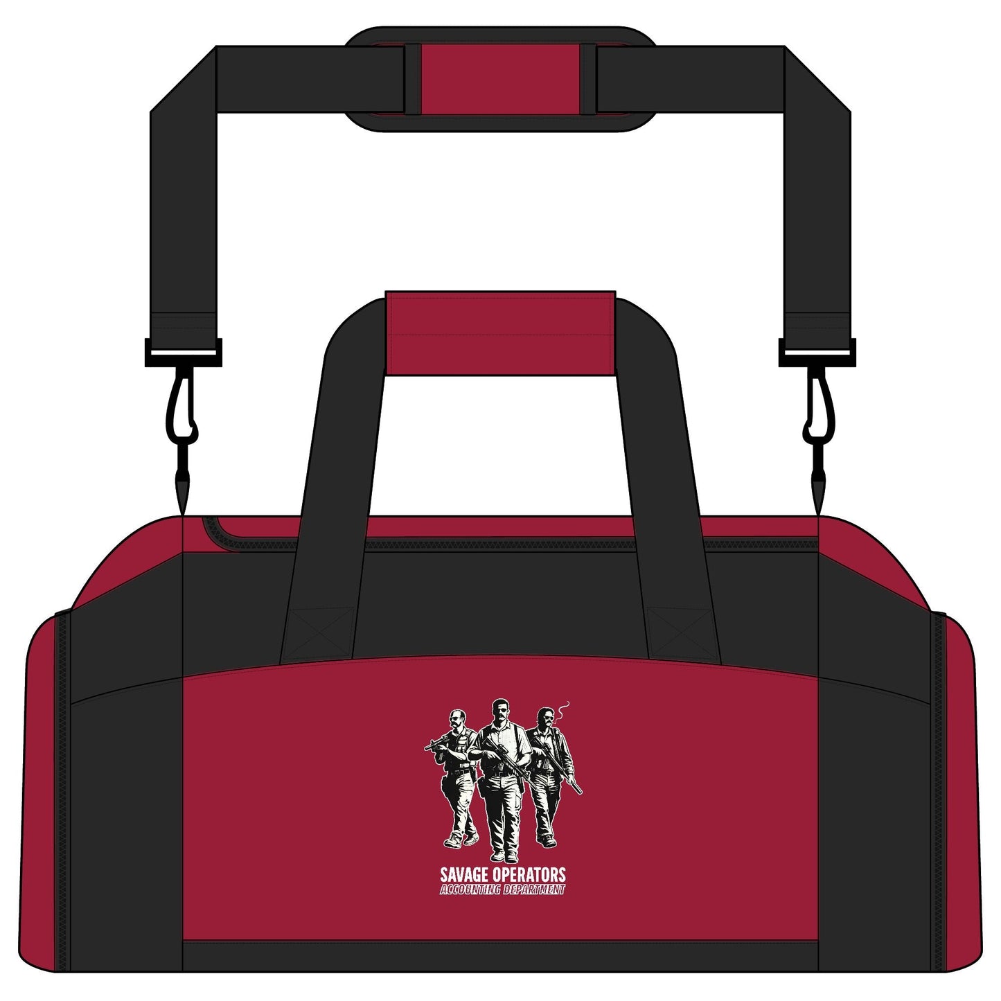 Accounting Department Tactical Gym Bag — Military Silhouette Duffle for Gym and Range - Savage Operators Tactical Tee | Bags | Savage Operators Clothing | Patriotic Apparel | Military Humor | High Quality Red