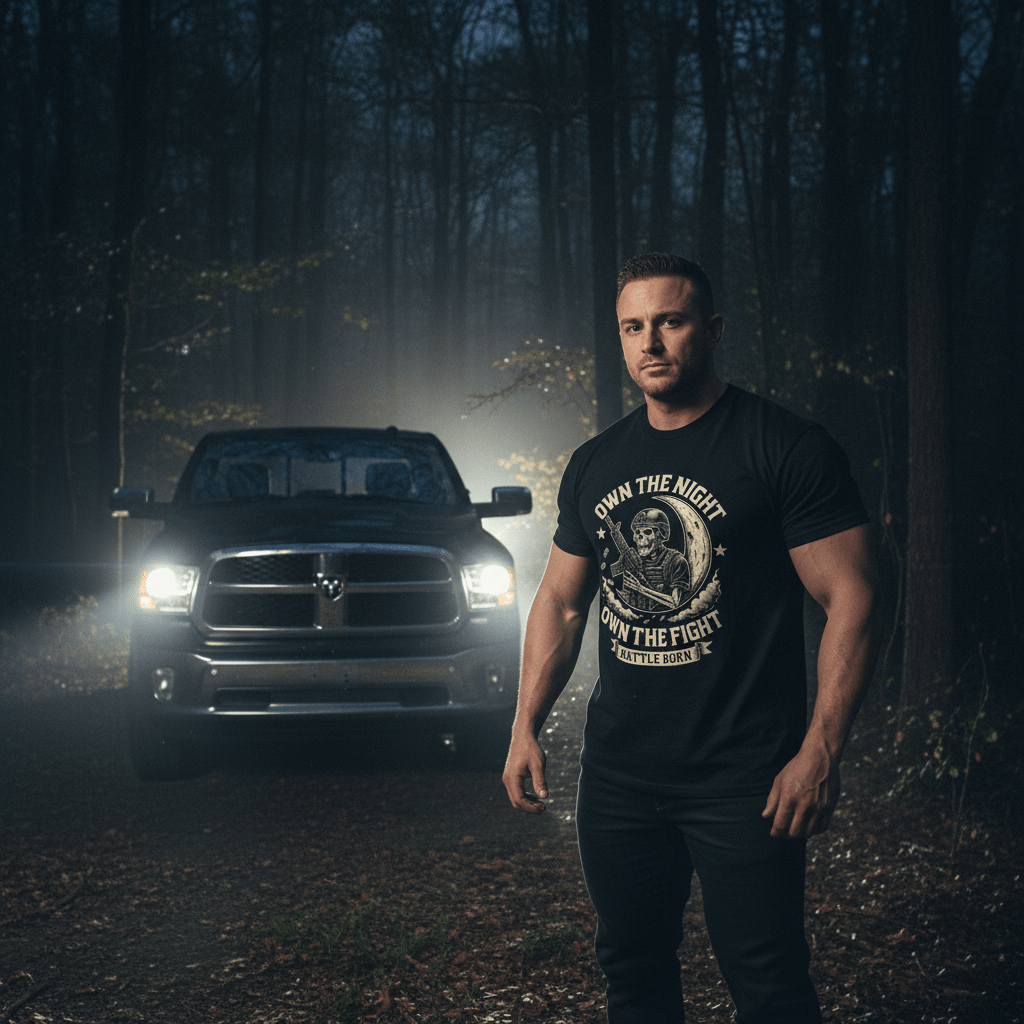 Battle Born Skeleton Operator Shirt – Own the Night, Own the Fight | FRONT PRINT - Savage Operators Tactical Tee | T-Shirt | Savage Operators Clothing | Patriotic Apparel | Military Humor | High Quality CVC Black