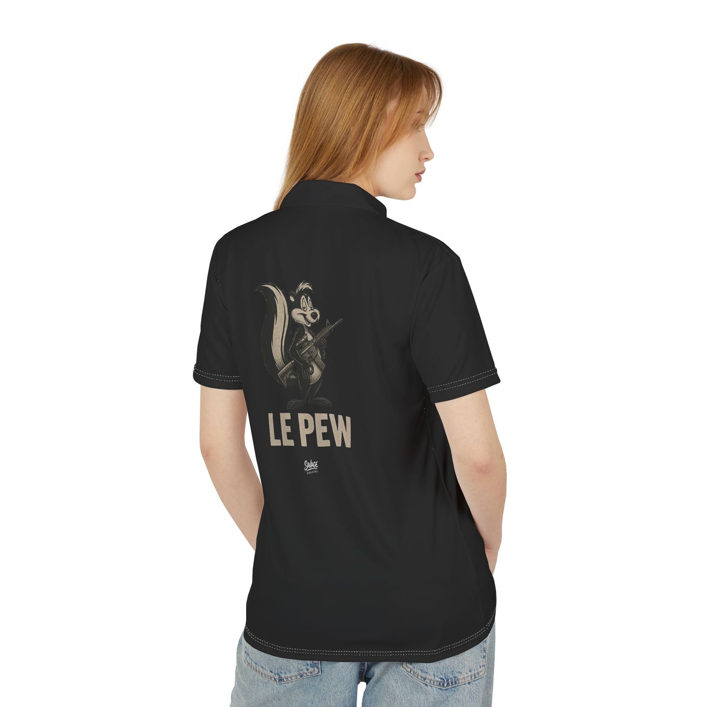 Classic Black Polo Shirt with Le Pew – Mens Casual Work & Golf Tee - Savage Operators Tactical Tee | All Over Prints | Savage Operators Clothing | Patriotic Apparel | Military Humor | High Quality S