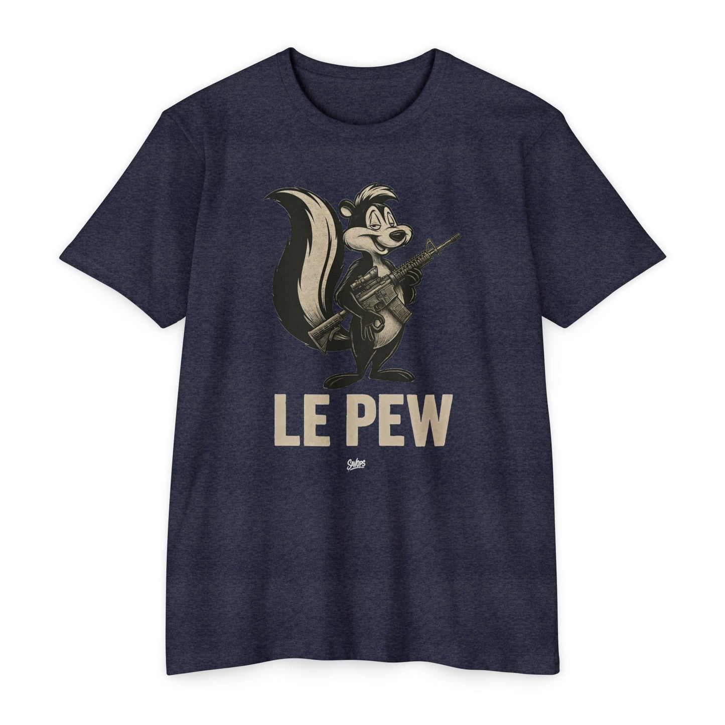 Le Pew Retro Military Skunk T-Shirt — Dark Humor 2a Tactical Tee - Savage Operators Tactical Tee | T-Shirt | Savage Operators Clothing | Patriotic Apparel | Military Humor | High Quality CVC Midnight Navy