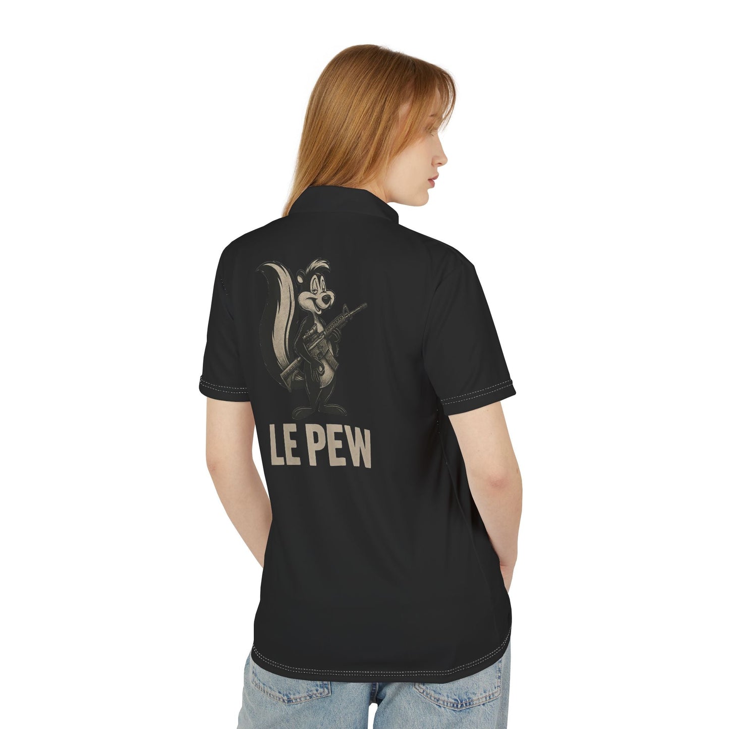 Le Pew Tactical Polo Shirt – Premium Graphic Performance Polo | Savage Operators Polyester Golf Shirt | Classic Logo - Savage Operators Tactical Tee | All Over Prints | Savage Operators Clothing | Patriotic Apparel | Military Humor | High Quality S