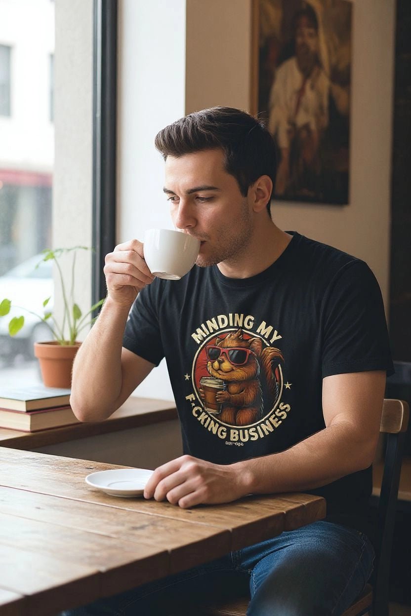 Minding My Business T-Shirt – Funny Savage Operators Graphic Tee - Savage Operators Tactical Tee | T-Shirt | Savage Operators Clothing | Patriotic Apparel | Military Humor | High Quality CVC Midnight Navy