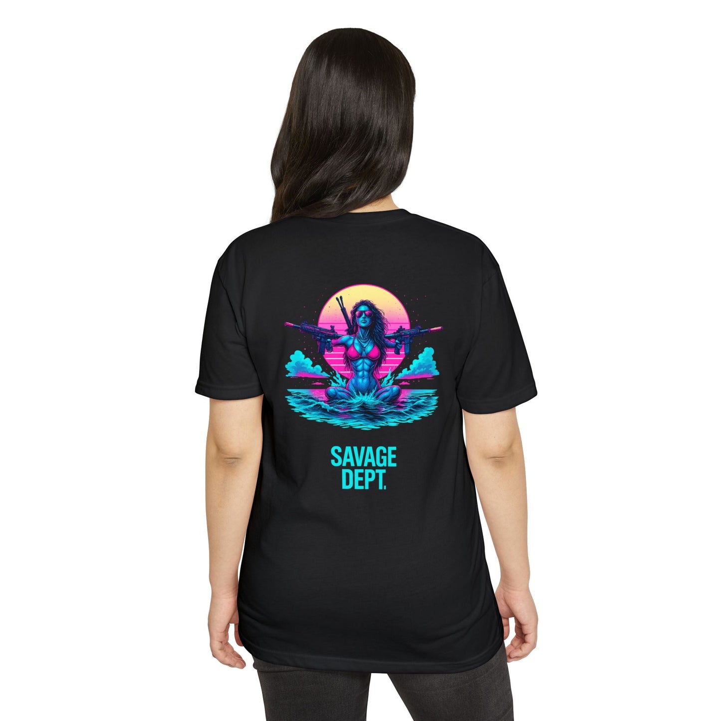 Neon Tactical Tee – Savage Dept. Girl 2 Graphic Shirt for Rebels, Operators, and Street Soldiers - BACK PRINT - Savage Operators Tactical Tee | T-Shirt | Savage Operators Clothing | Patriotic Apparel | Military Humor | High Quality CVC Black