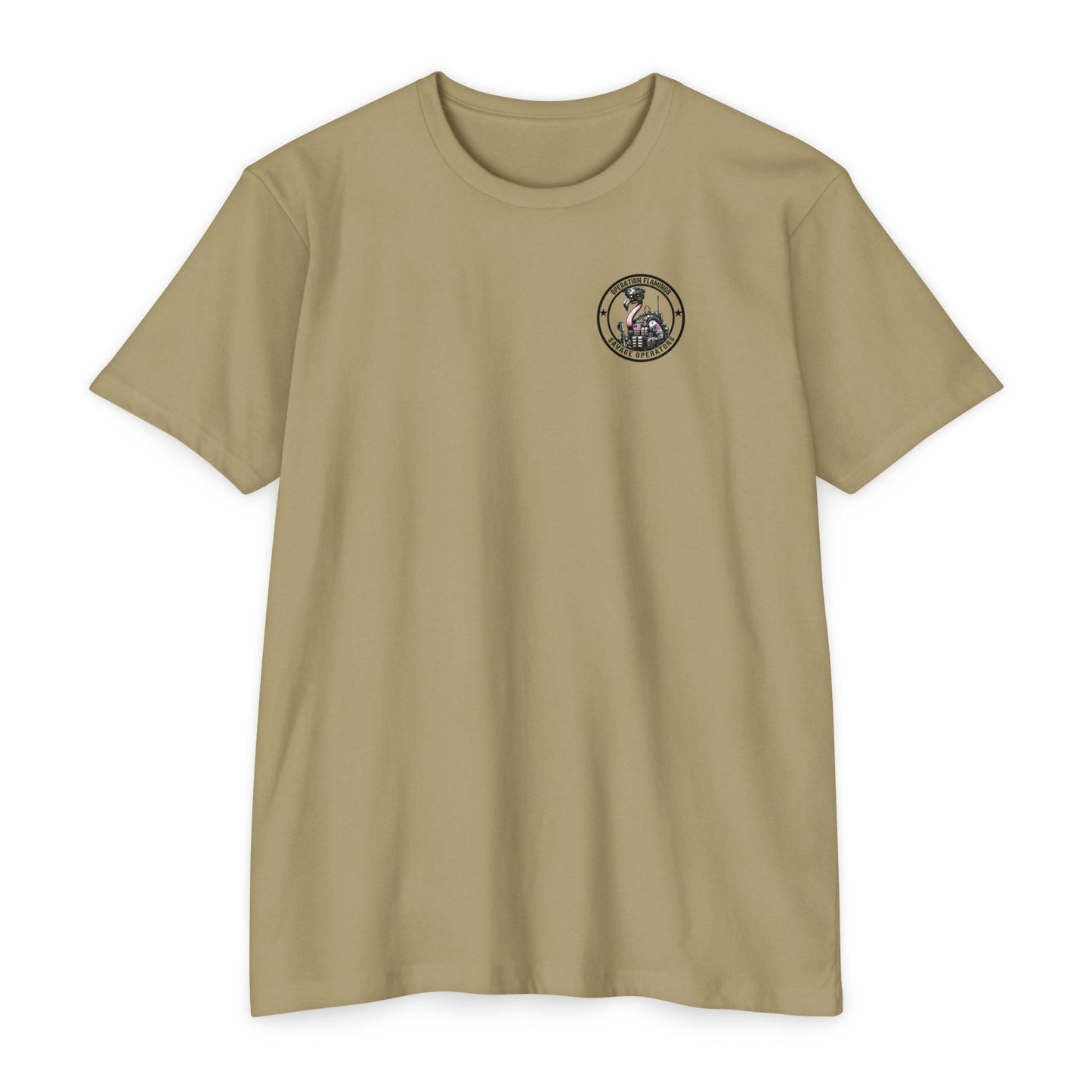 Operation Flamingo 'Savage Operators' Graphic T-Shirt Back Print - Savage Operators Tactical Tee | T-Shirt | Savage Operators Clothing | Patriotic Apparel | Military Humor | High Quality Dark Heather Grey