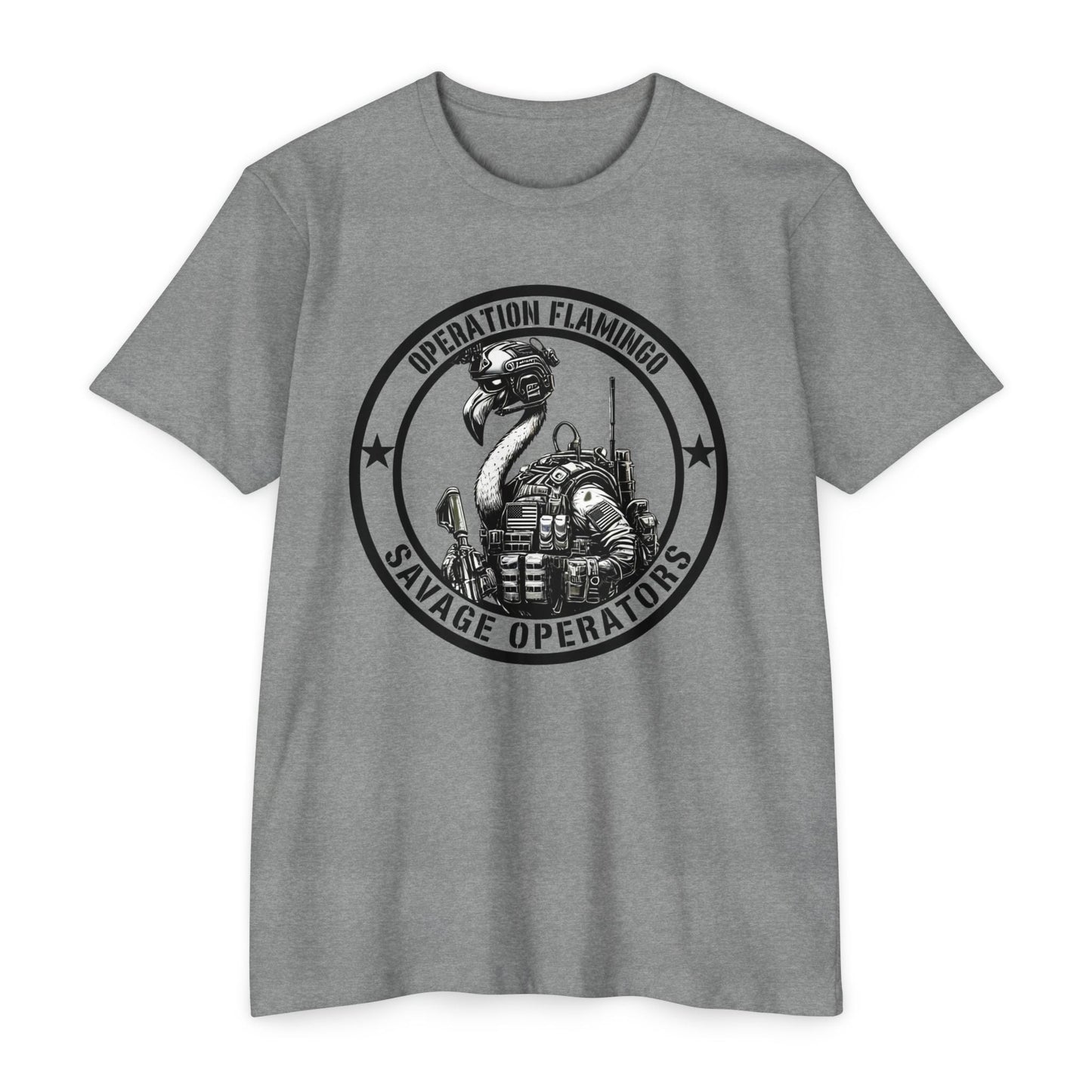 Operation Flamingo Shirt | Savage Operators Tactical Apparel - Savage Operators Tactical Tee | T-Shirt | Savage Operators Clothing | Patriotic Apparel | Military Humor | High Quality Dark Heather Grey