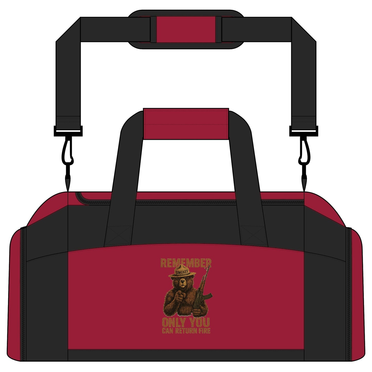 Remember Only You Can Return Fire Gym Bag — Military - Inspired Tactical Duffle for Veterans & Shooting Enthusiasts - Savage Operators Tactical Tee | Bags | Savage Operators Clothing | Patriotic Apparel | Military Humor | High Quality Red