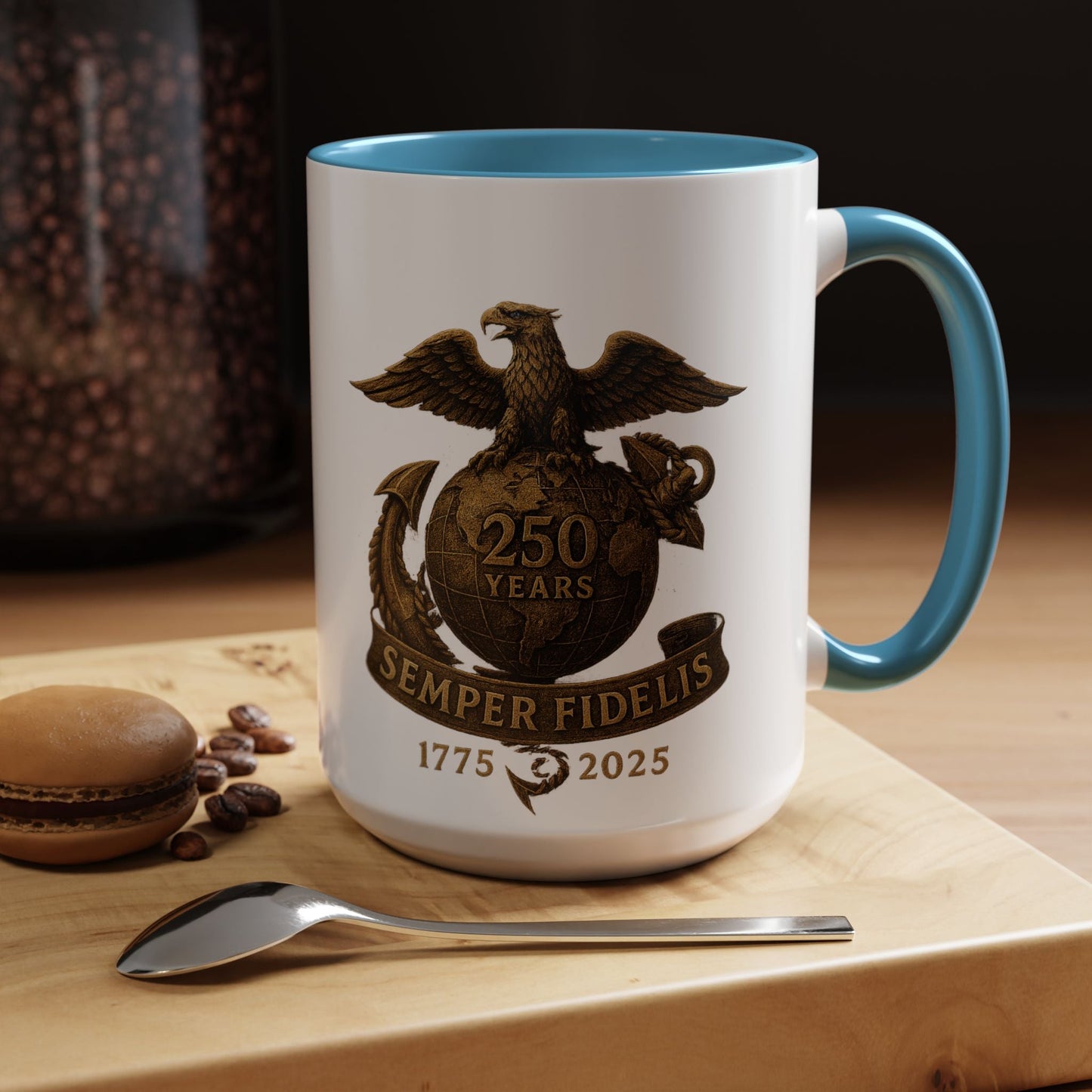 Semper Fidelis 250th Anniversary USMC Coffee Mug — 1775–2025 Marine Corps Eagle Emblem - Savage Operators Tactical Tee | Mug | Savage Operators Clothing | Patriotic Apparel | Military Humor | High Quality 15oz