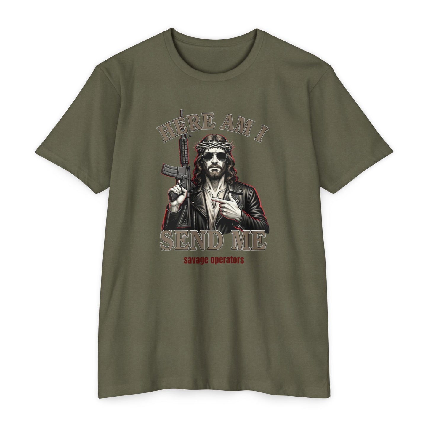 Here Am I Send Me Shirt – Patriotic Christian Tactical Graphic Tee