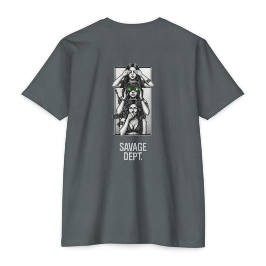 Tactical Silence Tee – See No Evil, Speak No Evil, Night Vision Cool Graphic | Savage Dept. - BACK PRINT