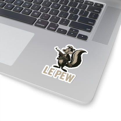 Le Pew Sticker — Retro Skunk Character with Rifle, Funny LE PEW Kiss-Cut Vinyl Sticker for Laptops & Gear