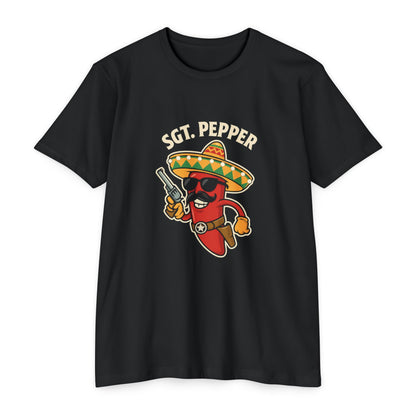Sgt. Pepper Funny Hot Pepper T-Shirt – Spicy Mexican Sombrero Gunslinger Design