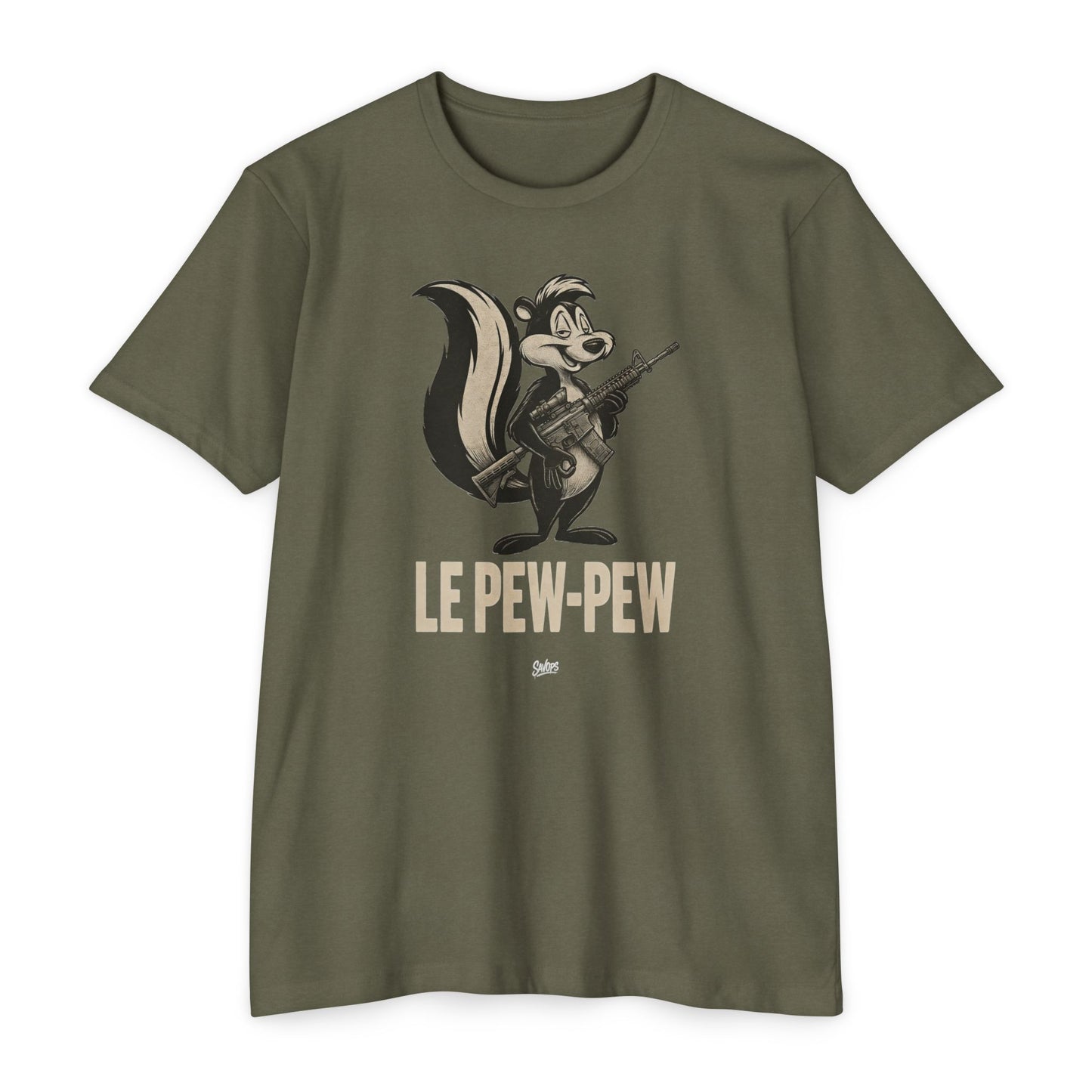 Le Pew-Pew Variant Skunk AR Graphic T-Shirt — Retro Hunting Humor Tee