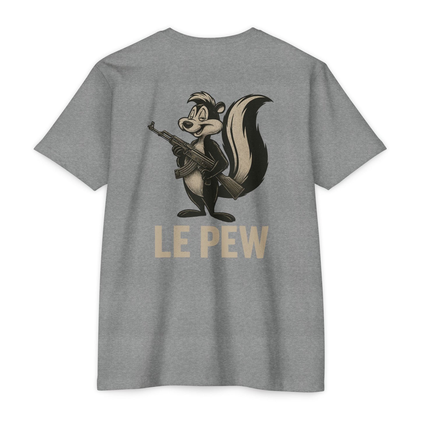 Le Pew Tee | Funny AK Skunk Shirt for Gun Owners & Degenerates with Dark Humor - BACK PRINT