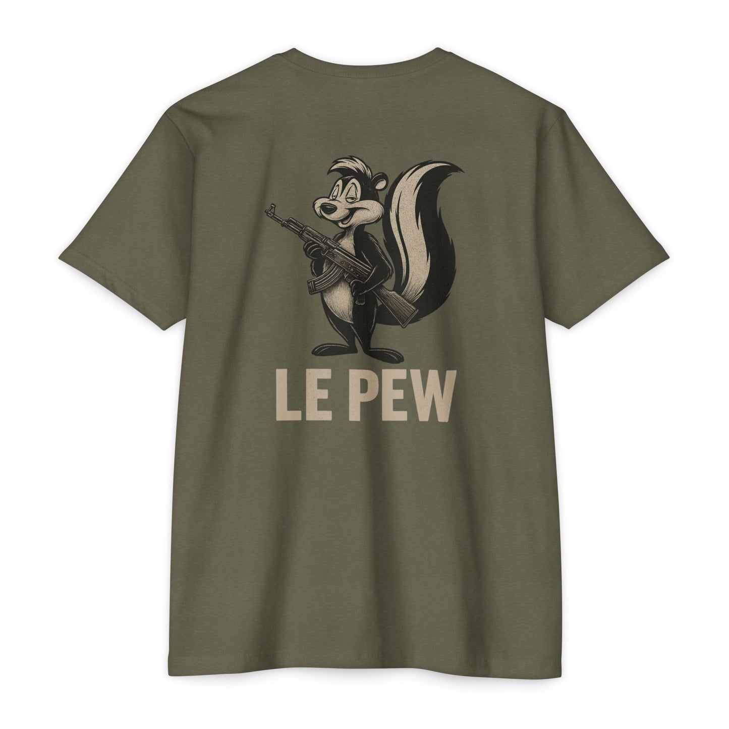 Le Pew Tee | Funny AK Skunk Shirt for Gun Owners & Degenerates with Dark Humor - BACK PRINT