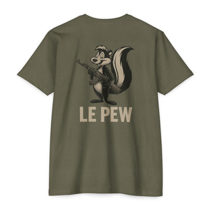 Le Pew Tee | Funny AK Skunk Shirt for Gun Owners & Degenerates with Dark Humor - BACK PRINT