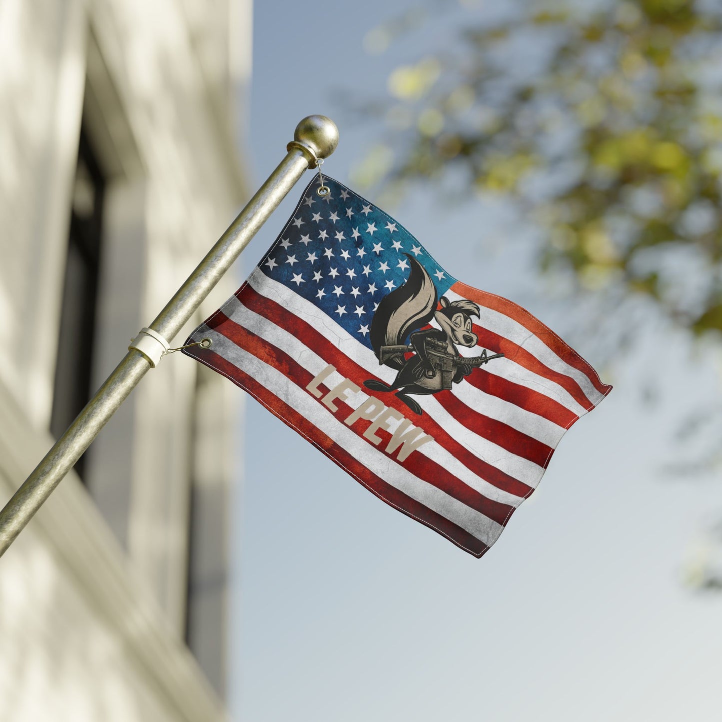 Patriotic 'Le Pew' Skunk Flag - Double-Sided USA Garden Banner