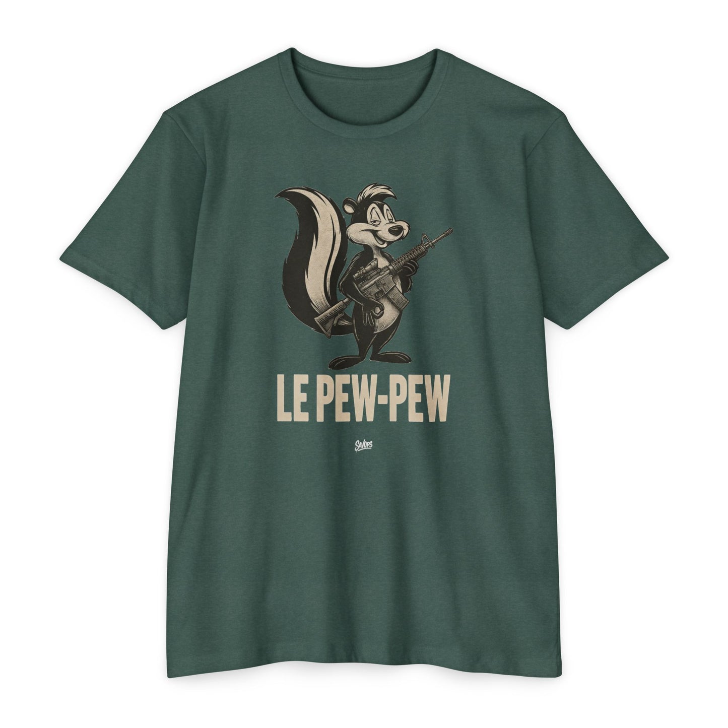 Le Pew-Pew Variant Skunk AR Graphic T-Shirt — Retro Hunting Humor Tee