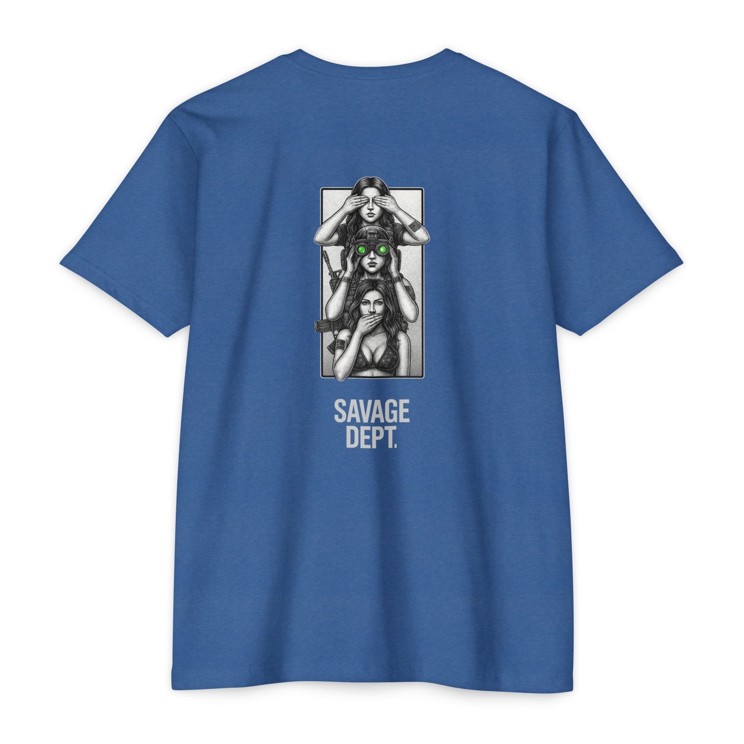 Tactical Silence Tee – See No Evil, Speak No Evil, Night Vision Cool Graphic | Savage Dept. - BACK PRINT