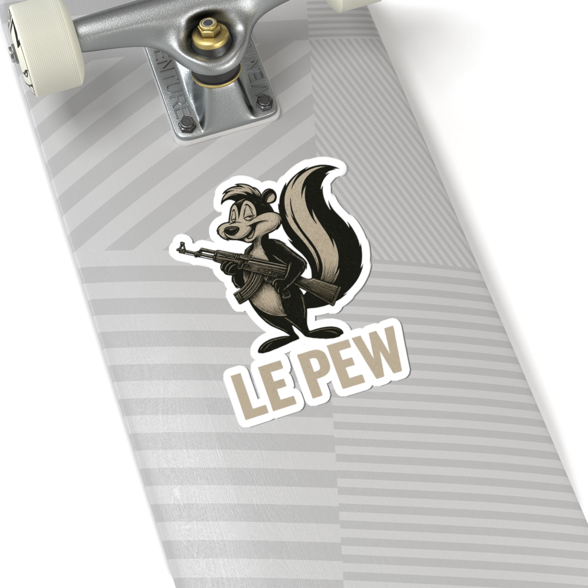Le Pew Sticker — Retro Skunk Character with Rifle, Funny LE PEW Kiss-Cut Vinyl Sticker for Laptops & Gear