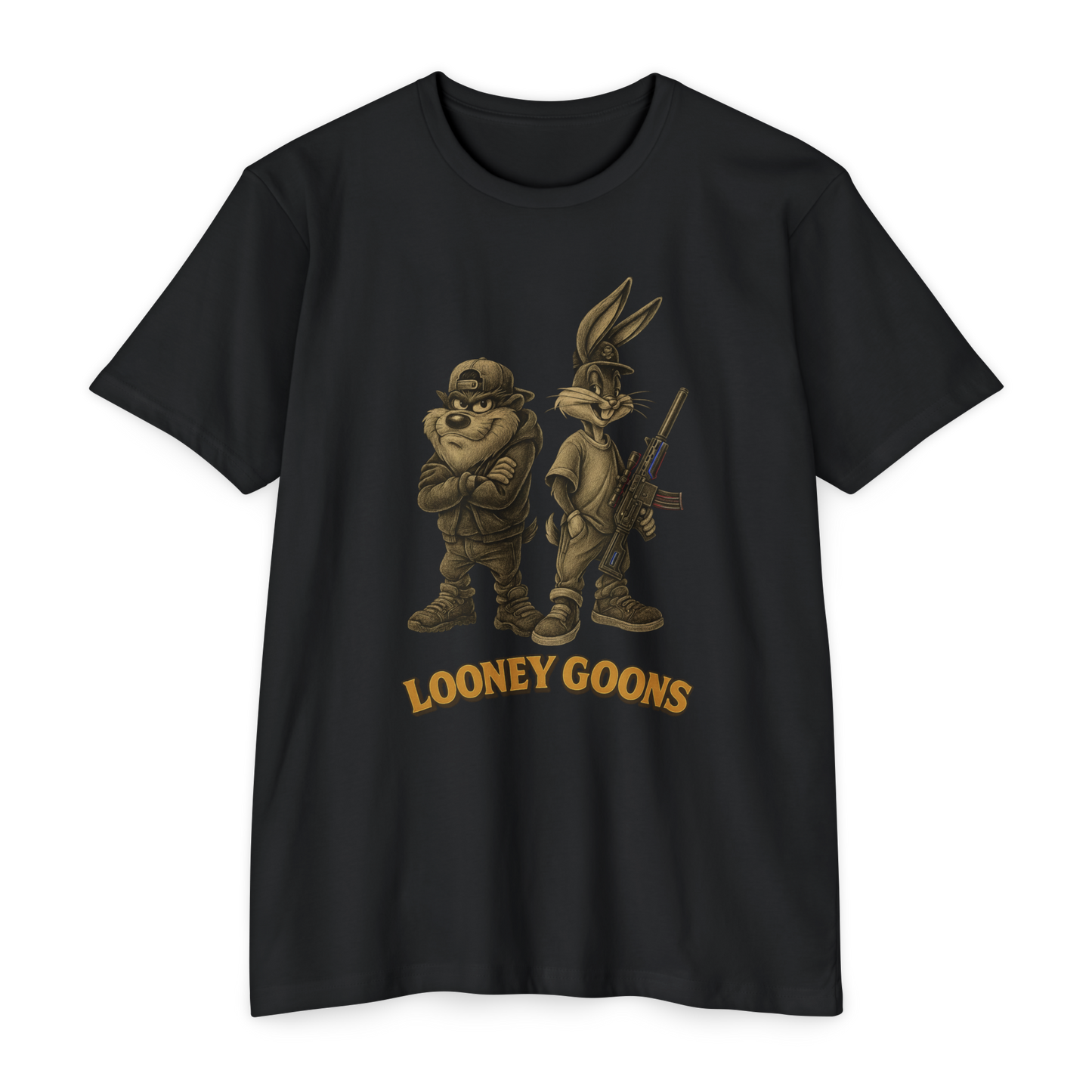 Looney Goons Parody Shirt | Dark Humor Cartoon Satire Tee for Bikers & Gun Owners
