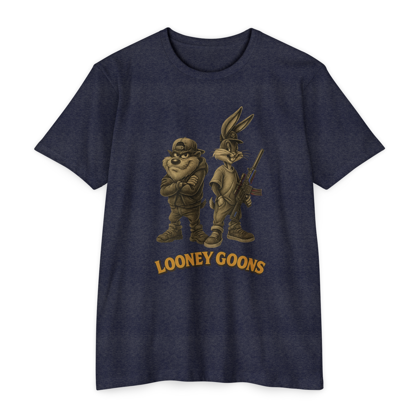 Looney Goons Parody Shirt | Dark Humor Cartoon Satire Tee for Bikers & Gun Owners