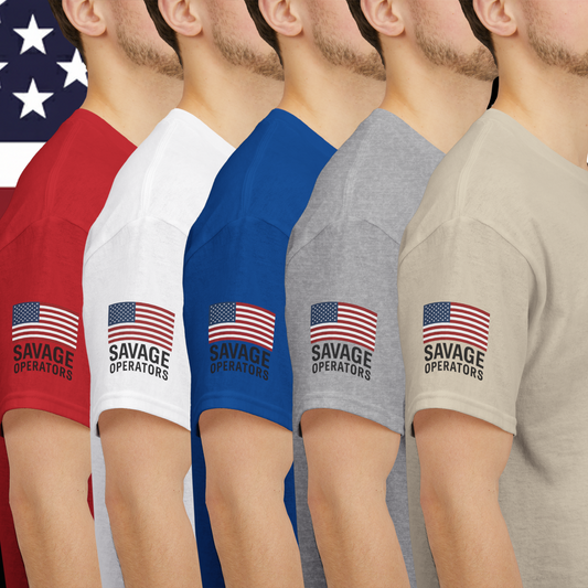 Savage Operators American Flag Sleeve Tee – Minimal Tactical Shirt