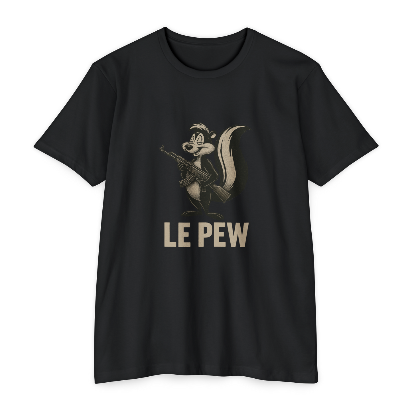 Pew Tee FRONT PRINT | Funny AK Skunk Shirt for Gun Owners & Degenerates with Humor