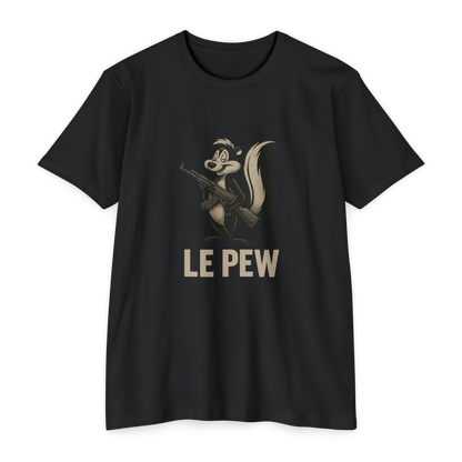 Pew Tee FRONT PRINT | Funny AK Skunk Shirt for Gun Owners & Degenerates with Humor