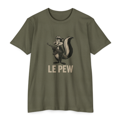 Pew Tee FRONT PRINT | Funny AK Skunk Shirt for Gun Owners & Degenerates with Humor