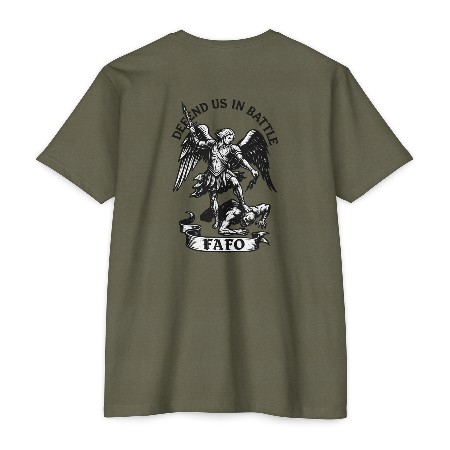 FAFO – St. Michael Archangel Tee | Savage Operators Back Print - Savage Operators Tactical Tee | T-Shirt | Savage Operators Clothing | Patriotic Apparel | Military Humor | High Quality CVC Royal