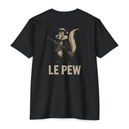 Le Pew Tee | Funny AK Skunk Shirt for Gun Owners & Degenerates with Dark Humor - BACK PRINT