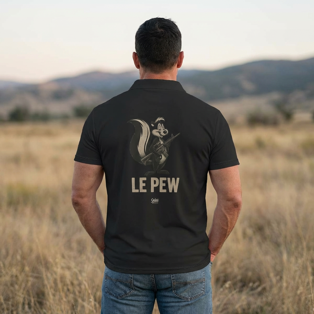 Classic Black Polo Shirt with Le Pew – Mens Casual Work & Golf Tee