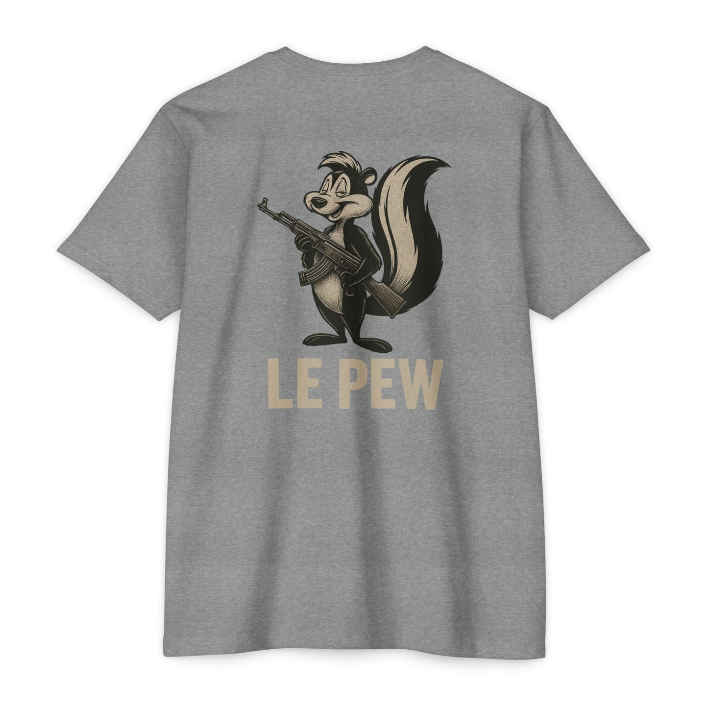 Le Pew Tee | Funny AK Skunk Shirt for Gun Owners & Degenerates with Dark Humor - BACK PRINT