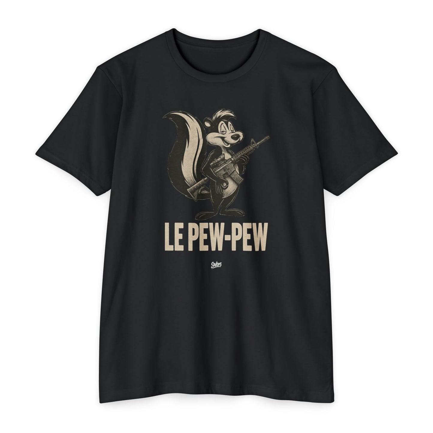 Le Pew-Pew Variant Skunk AR Graphic T-Shirt — Retro Hunting Humor Tee