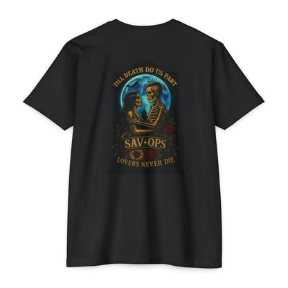 Till Death Do Us Part Back Print T-Shirt – Lovers Never Die Skull Graphic | Savage Operators