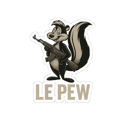 Le Pew Sticker — Retro Skunk Character with Rifle, Funny LE PEW Kiss-Cut Vinyl Sticker for Laptops & Gear