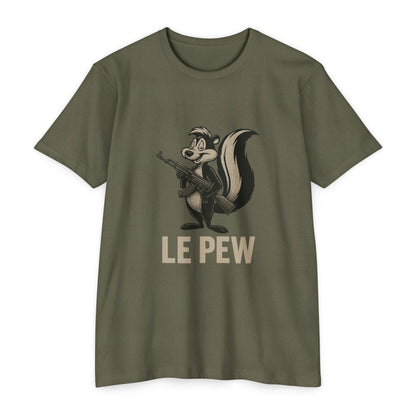 Pew Tee v2 FRONT print only | Funny AK Skunk Shirt for Gun Owners & Degenerates with Humor