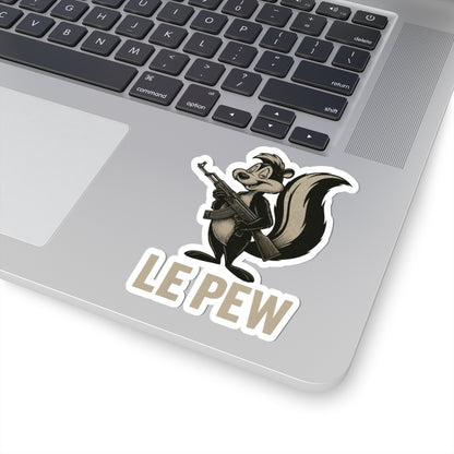 Le Pew Sticker — Retro Skunk Character with Rifle, Funny LE PEW Kiss-Cut Vinyl Sticker for Laptops & Gear