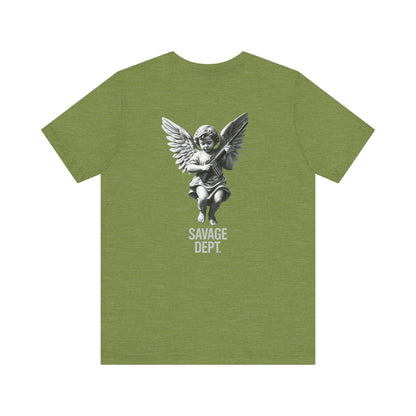 Heavenly Firepower Tee Angel With Rifle Shirt, Tactical Streetwear for Fallen Saints & Operators