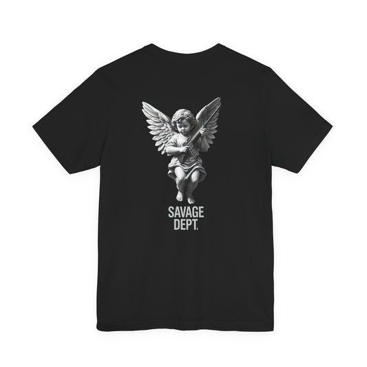 Heavenly Firepower Tee Angel With Rifle Shirt, Tactical Streetwear for Fallen Saints & Operators