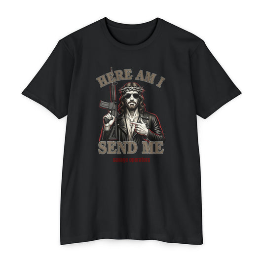 Here Am I Send Me Shirt – Patriotic Christian Tactical Graphic Tee