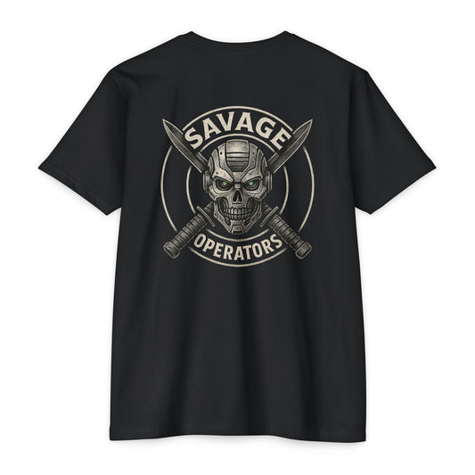 Savage Operators Skull Tee – Cool Tactical Skull Shirt - BACK PRINT