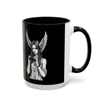 Angel binoculars Coffee Mug — Gothic Winged Woman Accent Mug 16oz - Savage Operators Tactical Tee | Mug | Savage Operators Clothing | Patriotic Apparel | Military Humor | High Quality 15oz