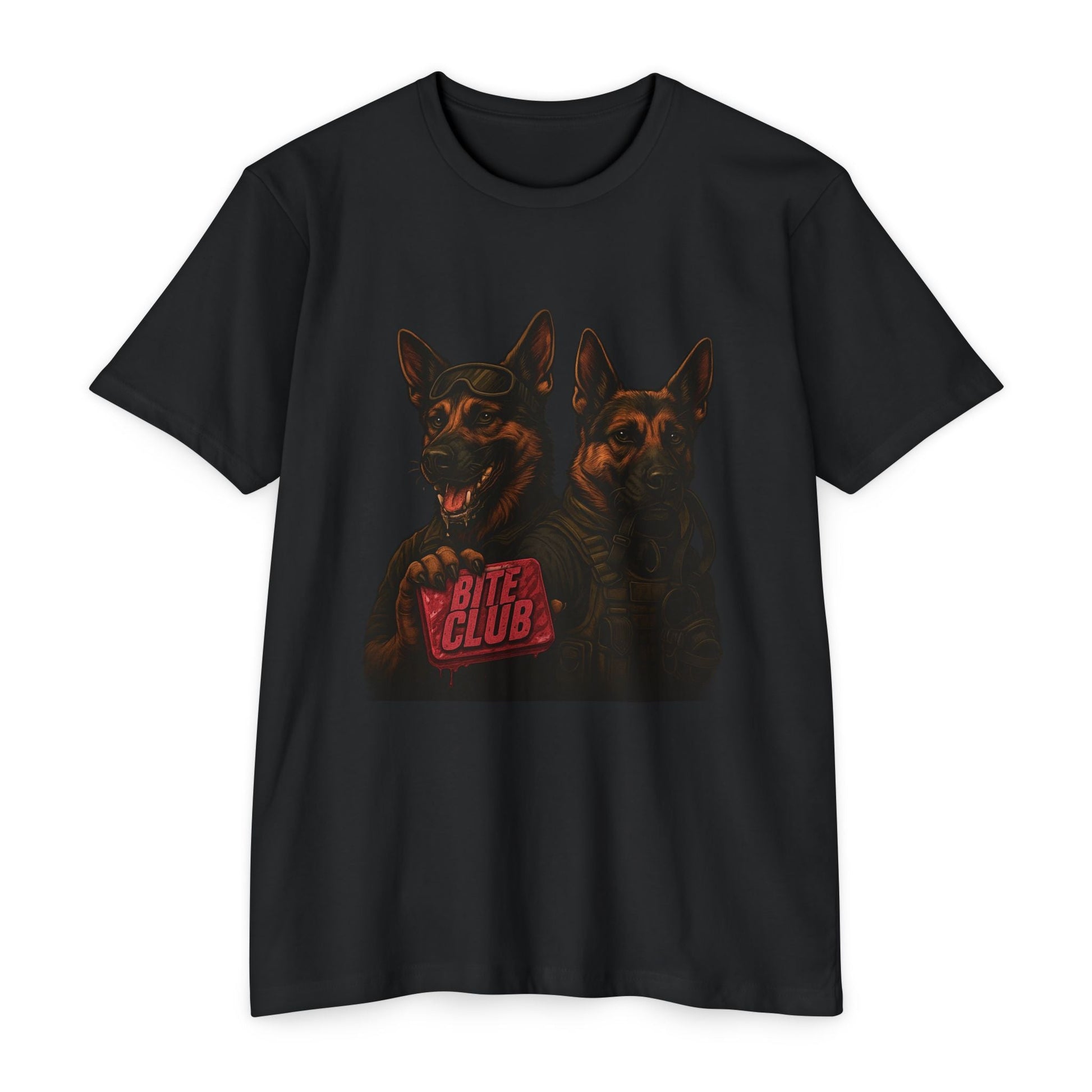BITE CLUB – Tactical K9 T-Shirt for Dog Handlers & Alphas - FRONT PRINT - Savage Operators Tactical Tee | T-Shirt | Savage Operators Clothing | Patriotic Apparel | Military Humor | High Quality CVC Black