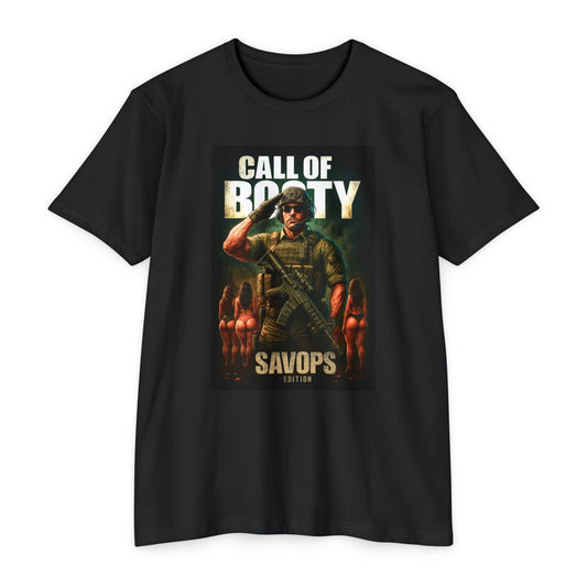 CALL OF BOOTY – SAVOPS Edition Tee - Savage Operators Tactical Tee | T-Shirt | Savage Operators Clothing | Patriotic Apparel | Military Humor | High Quality CVC Black